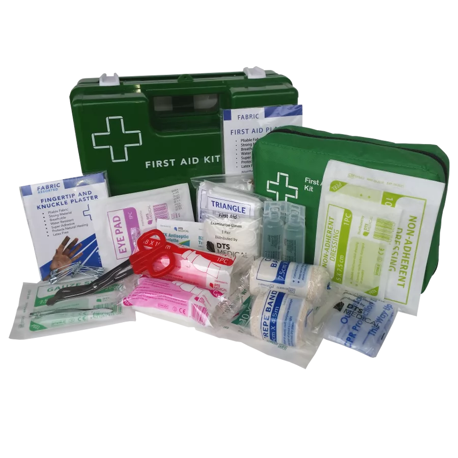 Workplace 1-5 Person First Aid Kit - Plastic wall mountable box or a soft pack options